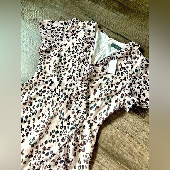 NWT JACQUI E Dress Leopard Cheetah 10 Animal Print Black Pink White Office - Picture 2 of 4